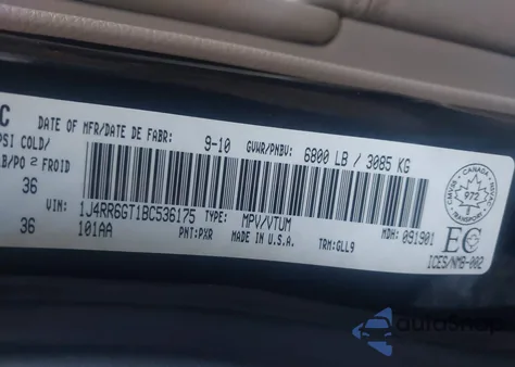 2011 Jeep Grand Cherokee Overland z USA, uszkodzony, nr VIN 1J4RR6GT1BC536175